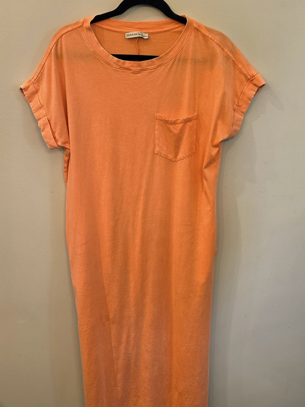 Zenana Outfitters Coral Midi T-Shirt Dress with Chest Pocket